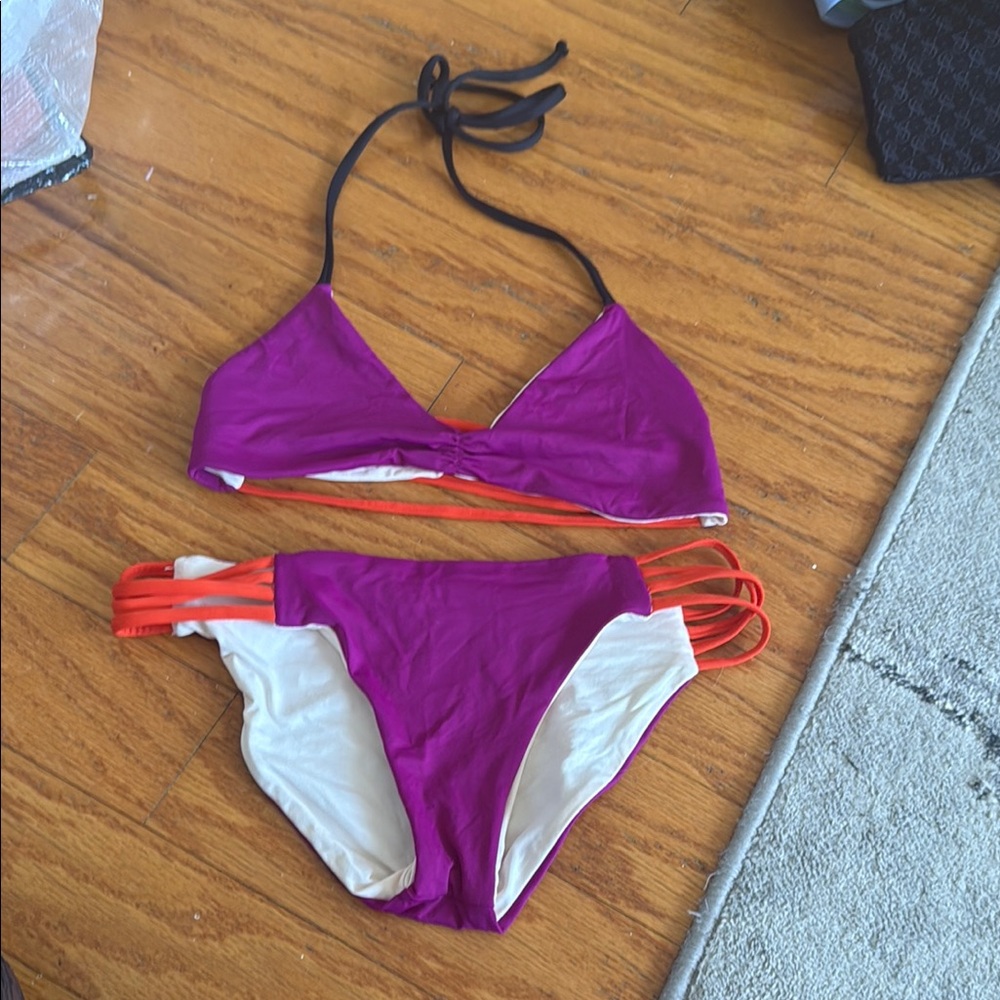 L*Space Purple and Orange Bikini reversible xsmall